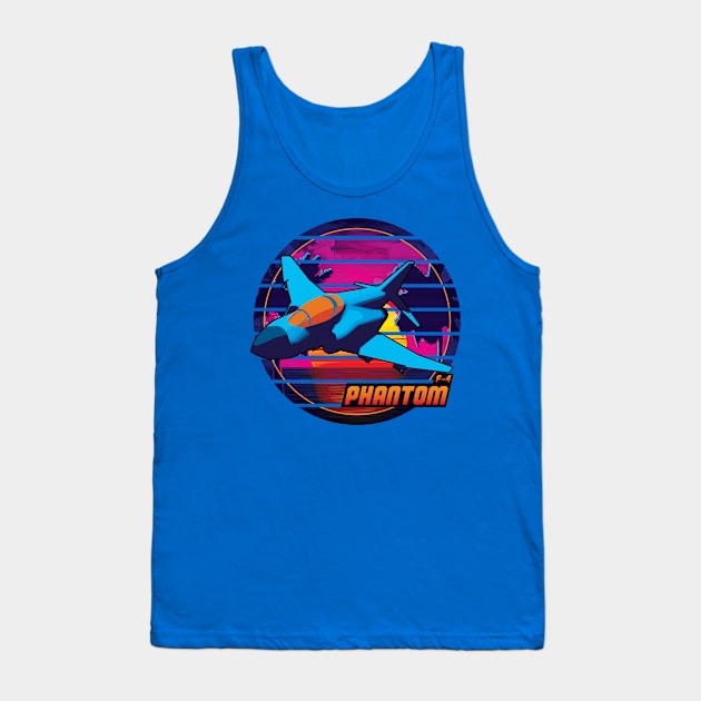 Neon Retro F-4 Phantom Tank Top by patrickkingart